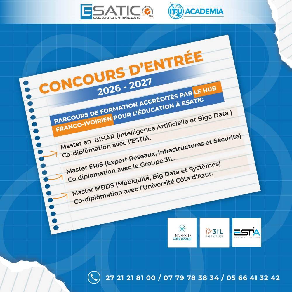 concours esatic 2026 hub franco ivoirien École Supérieure Africaine des TIC